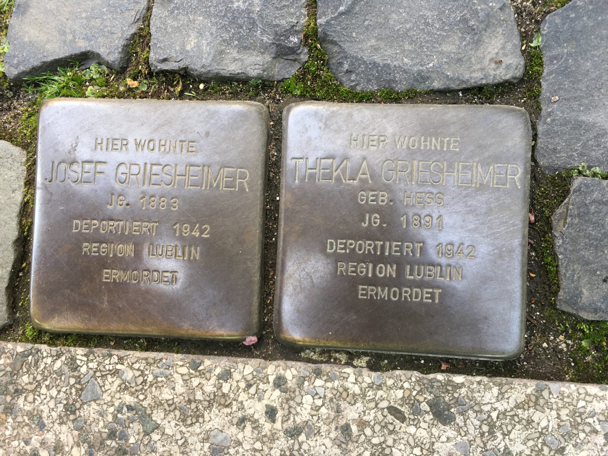 Two stones at the entrance of the house, family members that died in the Holocaust