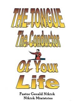 A book cover with the words " the tongue, the conductor of your life ", and an image of a person.